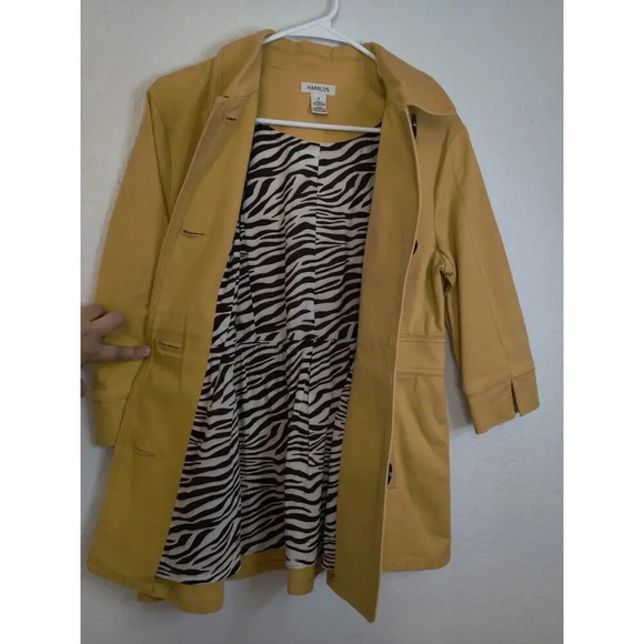 Harold's Yellow Mustard Collared Button Down 3/4 Sleeve Coat Jacket Size 8 - Picture 6 of 7